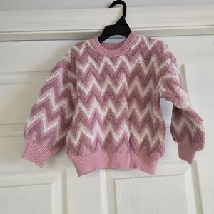 Primark Pink and White Zigzag Women's Sweater